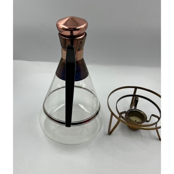 Vintage Inland Carafette Warmer Set Carafe & Warmer Copper 16oz MCM MidCentury - Picture 8 of 9